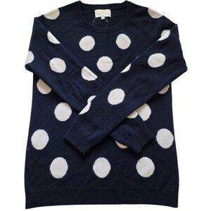 Belle France Cashmere Sweater Womens Size Small Polka Dot Blue NWOT